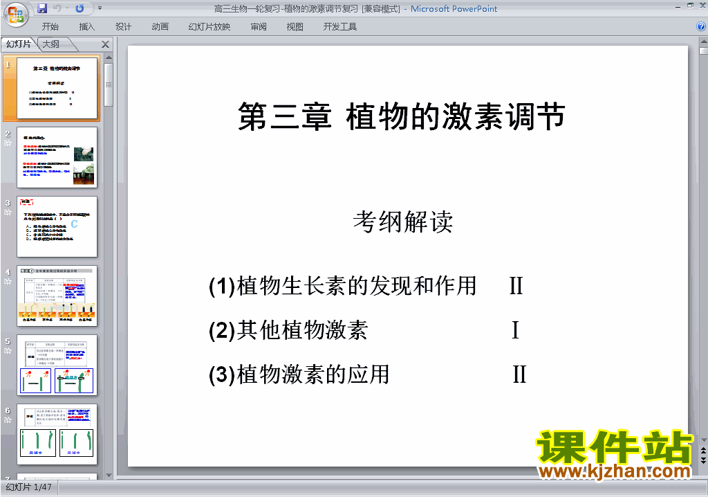 第3章植物的激素调节复习ppt课件(高中人教版生物必修3)