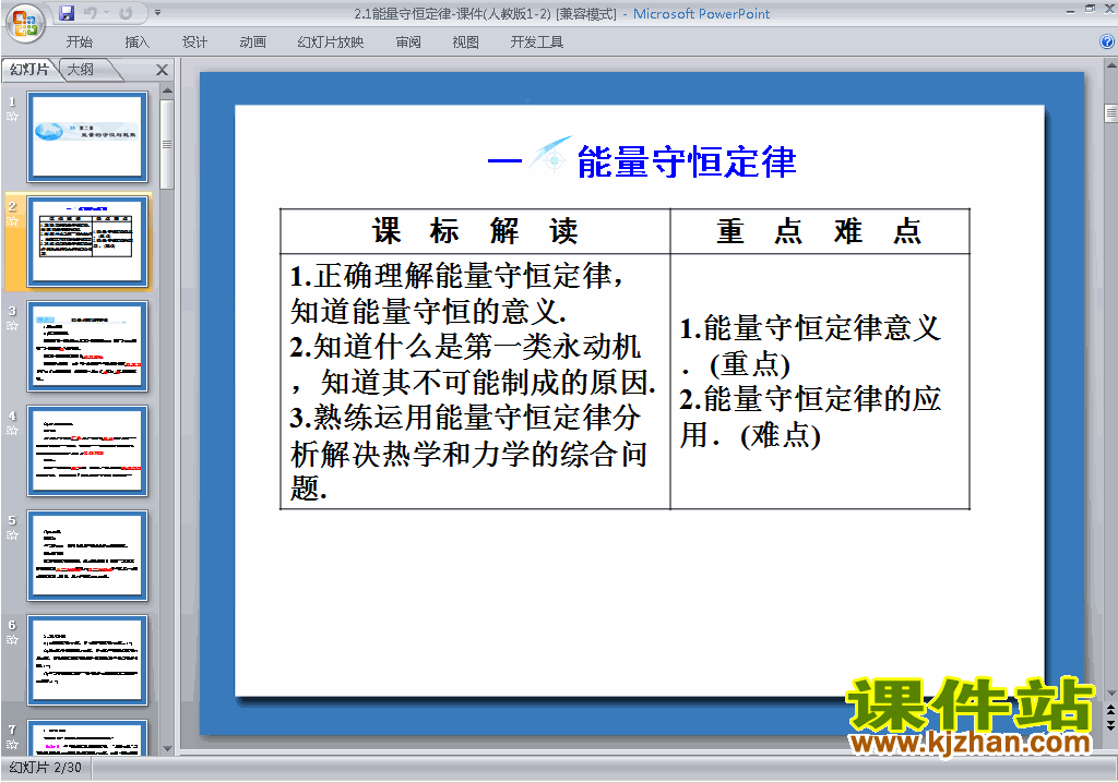 下载原创能量守恒定律ppt课件(高中人教版物理选修1-2）