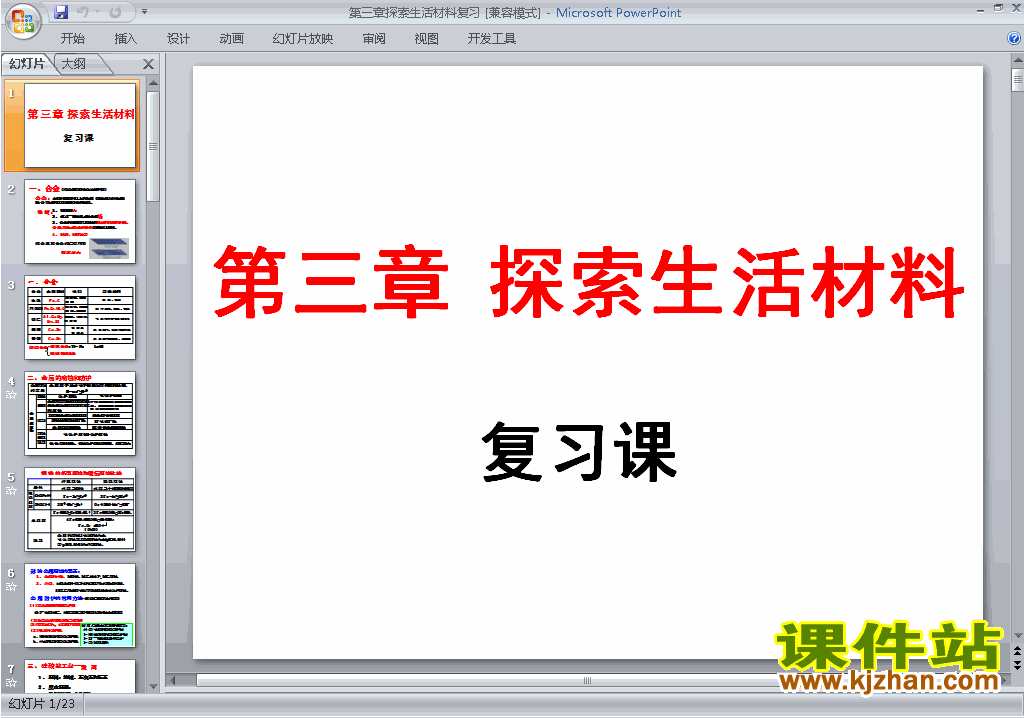 化学选修1公开课第三章探索生活材料归纳与整理ppt课件