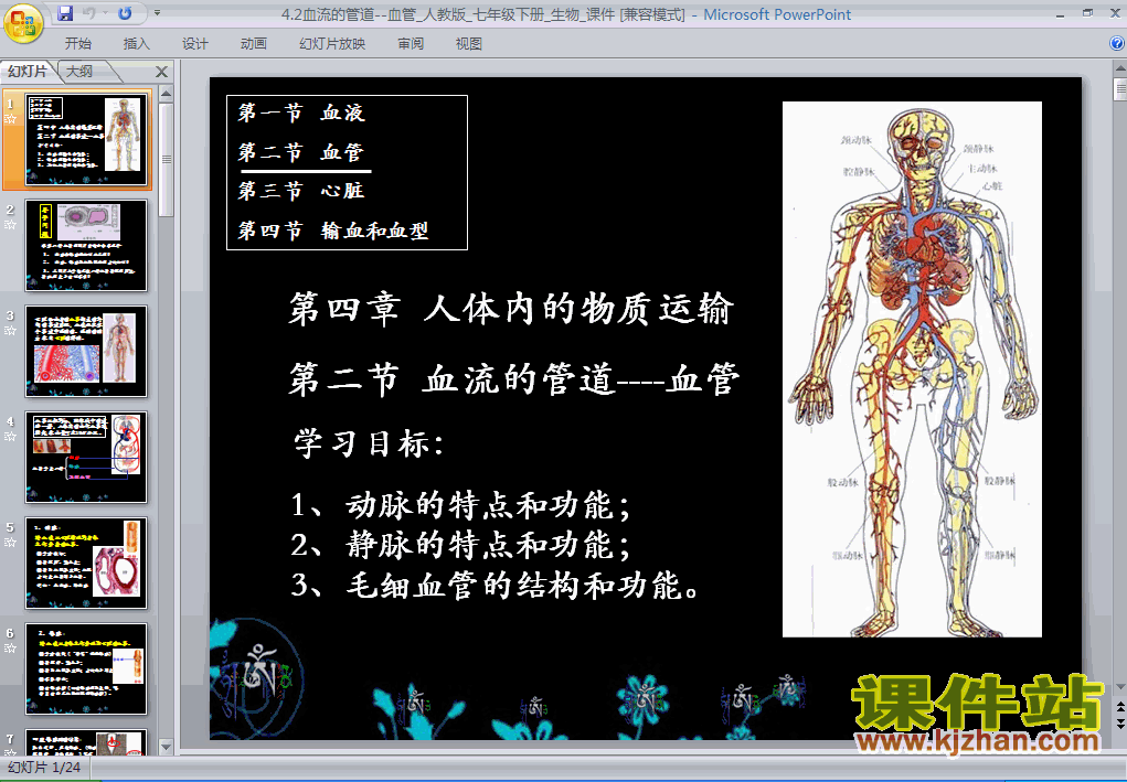 人教版生物4.4.2血流的管道-血管ppt课件（七年级下册）