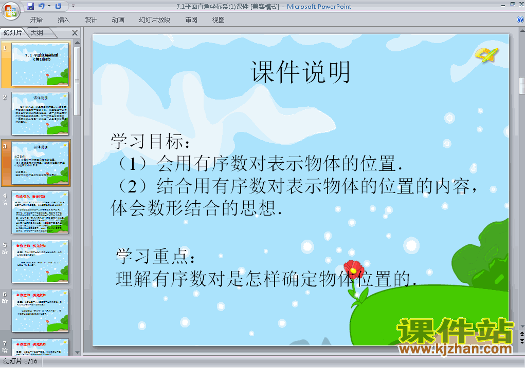 下载初中数学ppt7.1平面直角坐标系课件