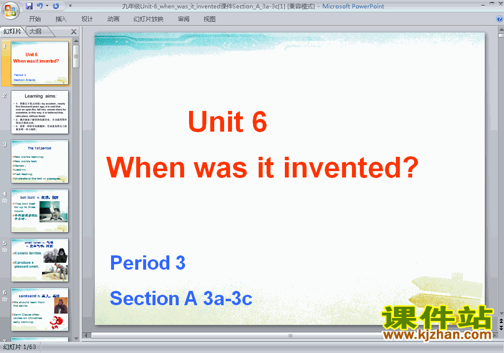 下载英语Unit6 When was it invented教研课PPT教学课件