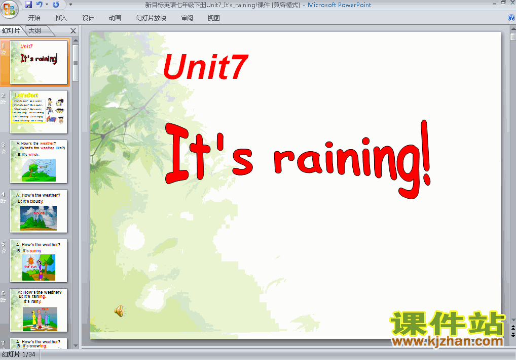 下载课件unit7 It’s rainingppt