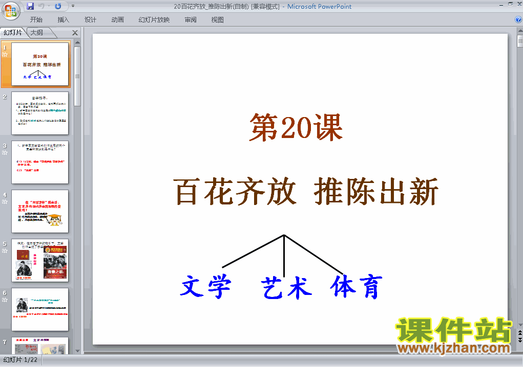 八年级下册人教版历史6.20百花齐放推陈出新PPT课件下载