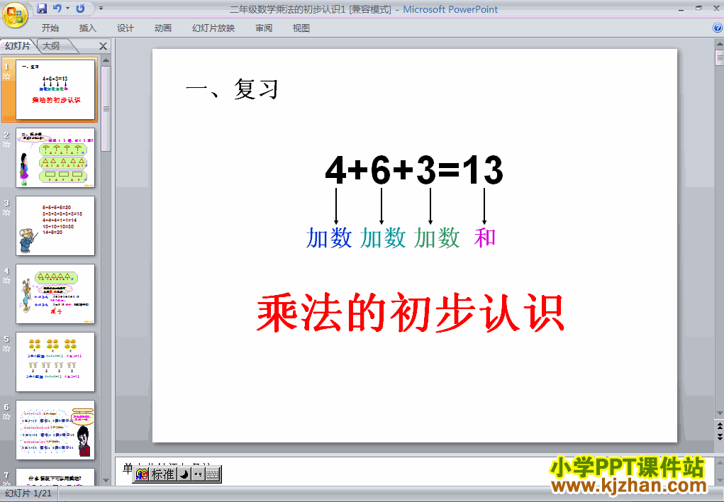 二年级数学上册乘法的初步认识PPT课件下载(人教版)