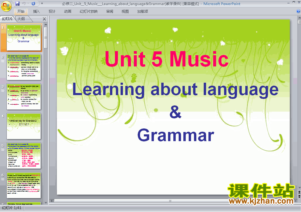 Unit5 Music language and grammar pptѧؿμ(2)