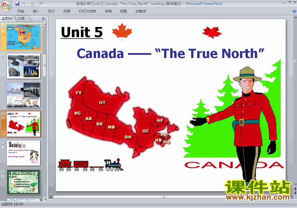 Unit5 Canada-The True North readingpptμ3