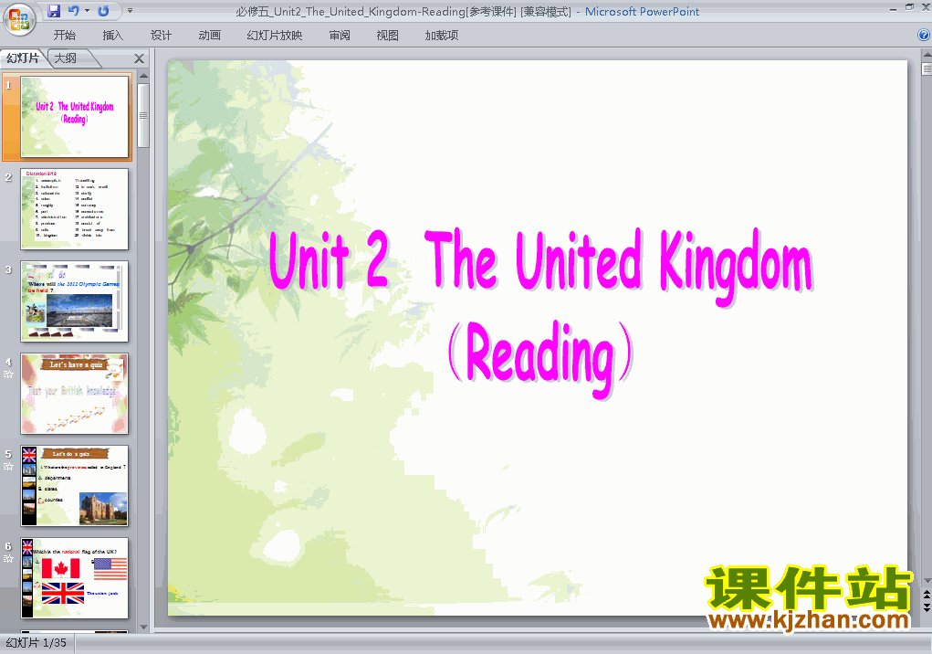 Unit2.The United Kingdom readingμppt(Ӣ5)