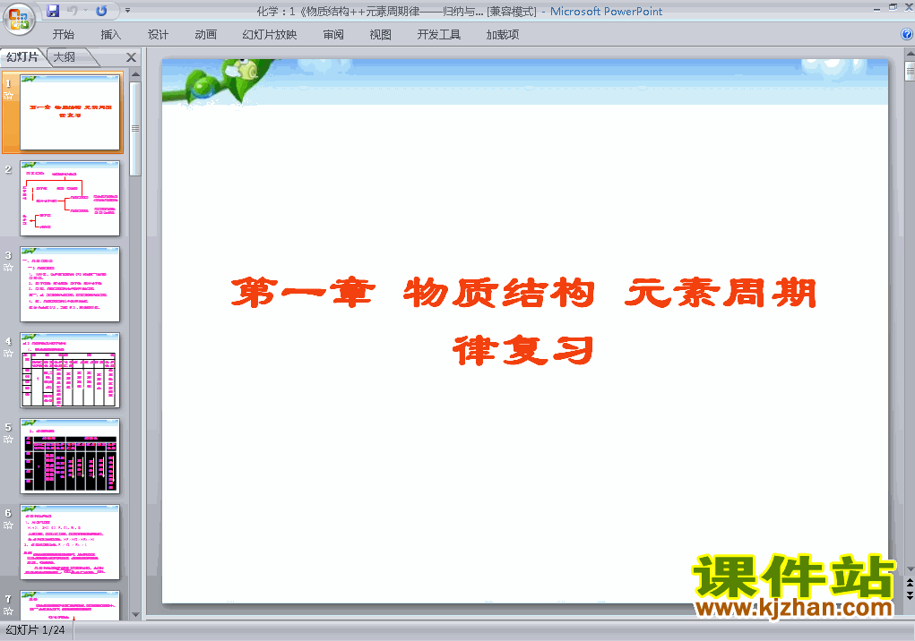 化学必修2物质结构元素周期律归纳与整理ppt课件下载