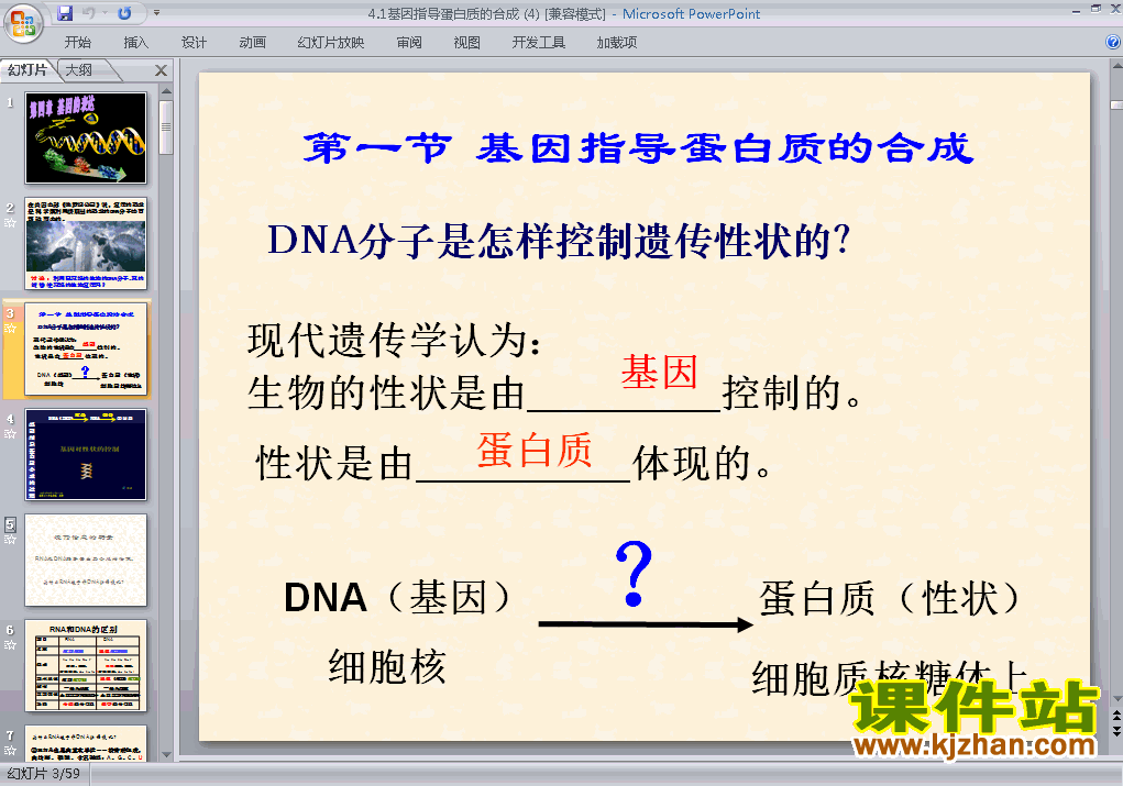 生物必修2精品4.1基因指导蛋白质的合成PPT课件下载
