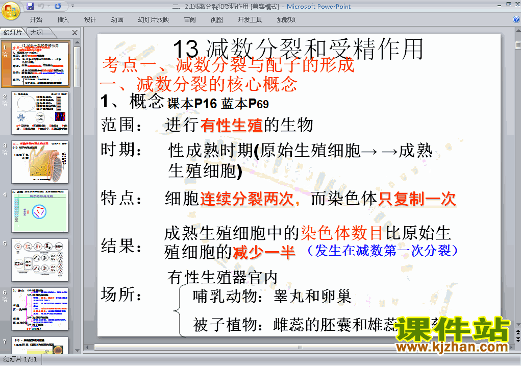 必修2生物2.1减数分裂和受精作用ppt课件下载