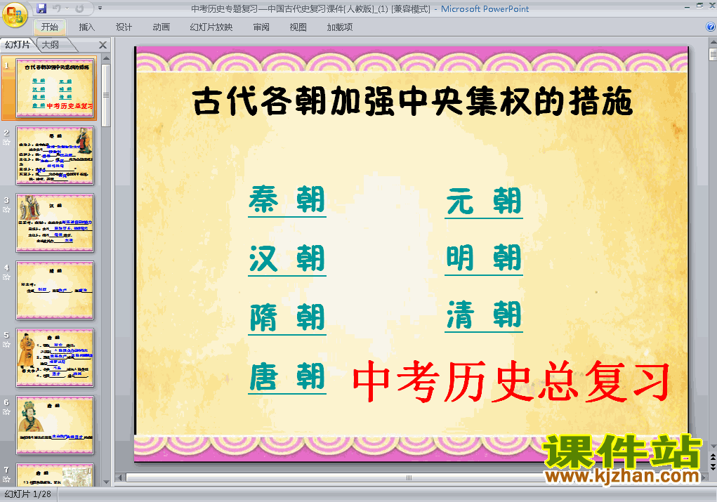 下载历史中考中国古代史专题总复习ppt课件