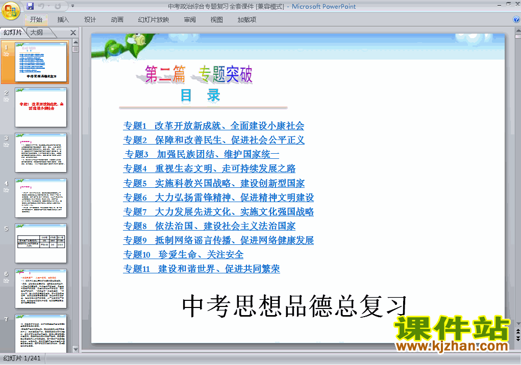 思想品德中考专题突破全套总复习ppt课件下载