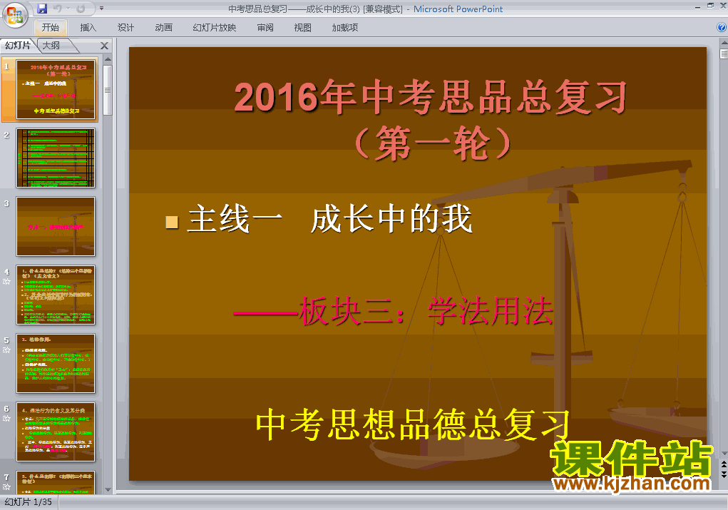 思想品德中考成长中的我专题总复习ppt课件下载
