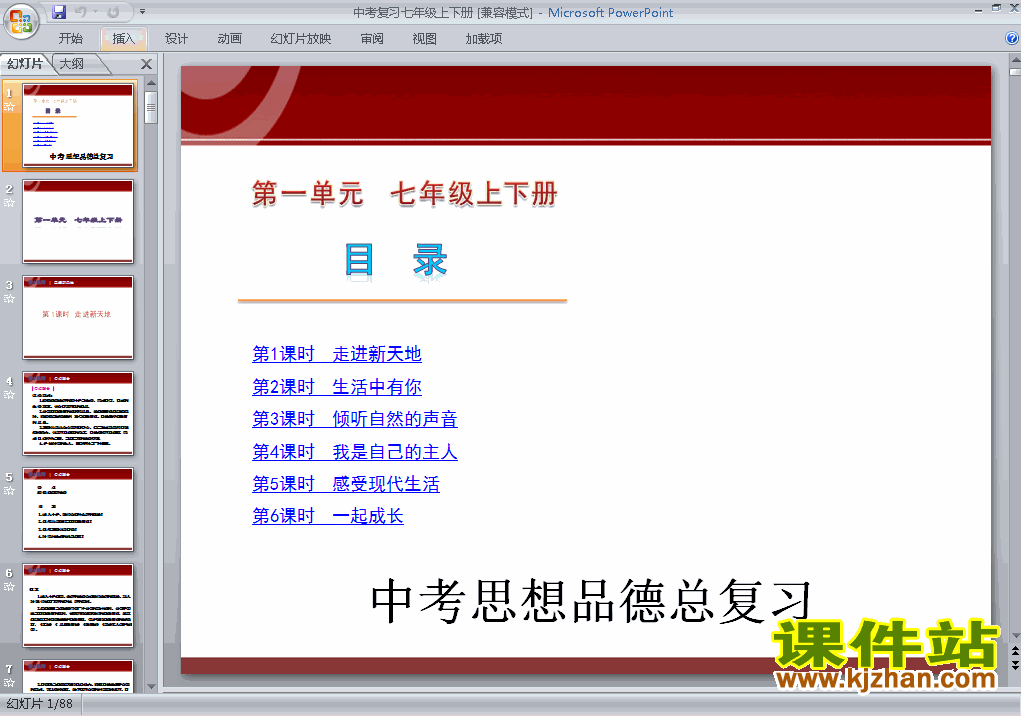 下载思想品德七年级上下册中考总复习ppt课件