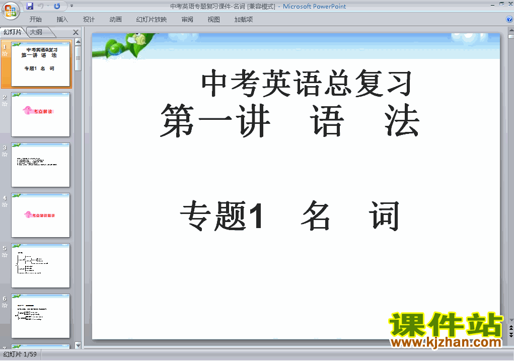英语中考专题名词总复习ppt课件下载