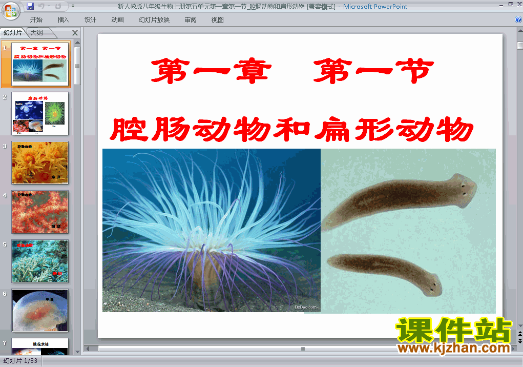 八年级上册生物5.1.1腔肠动物和扁形动物优质课ppt课件下载