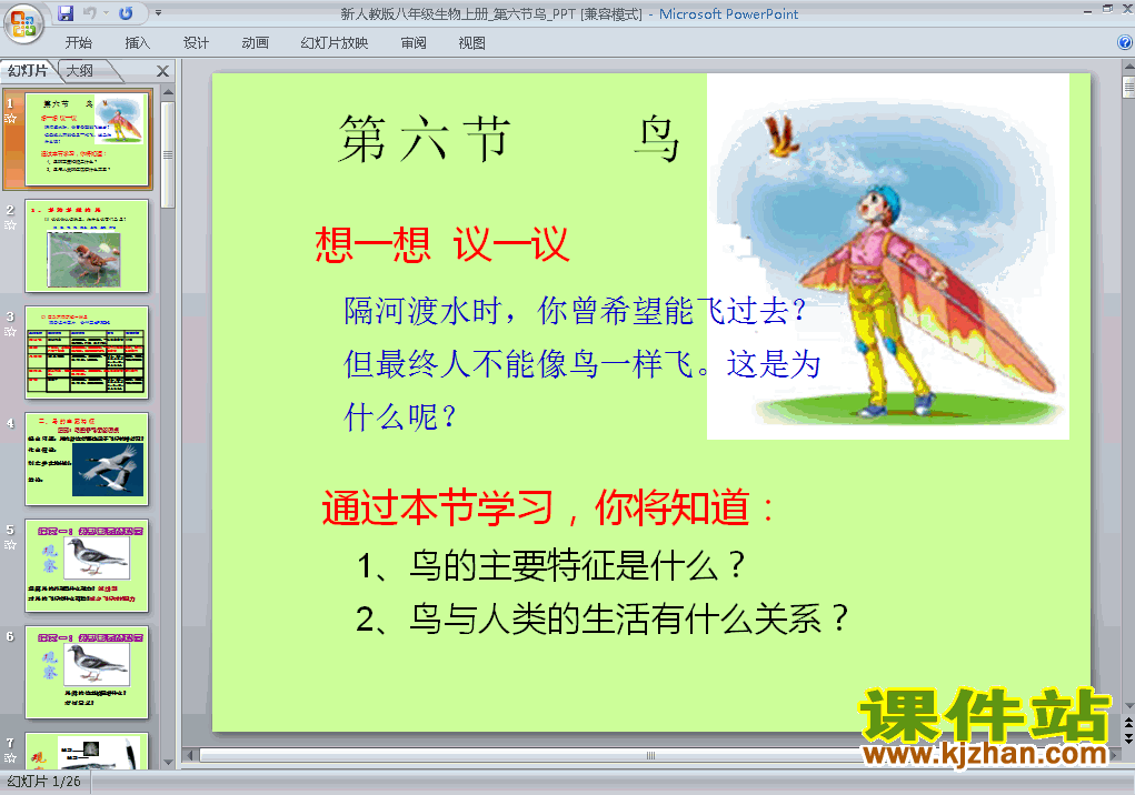 5.1.6鸟PPT教学自制课件(八年级生物上册)