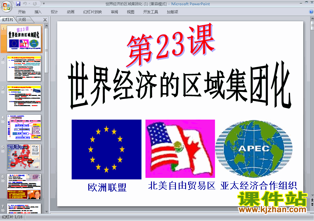 历史必修2第23课:世界经济的区域集团化ppt课件下载
