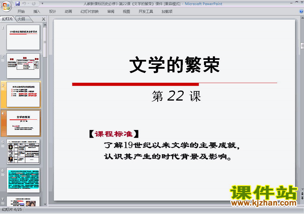 下载高中必修3历史公开课第22课:文学的繁荣课件ppt