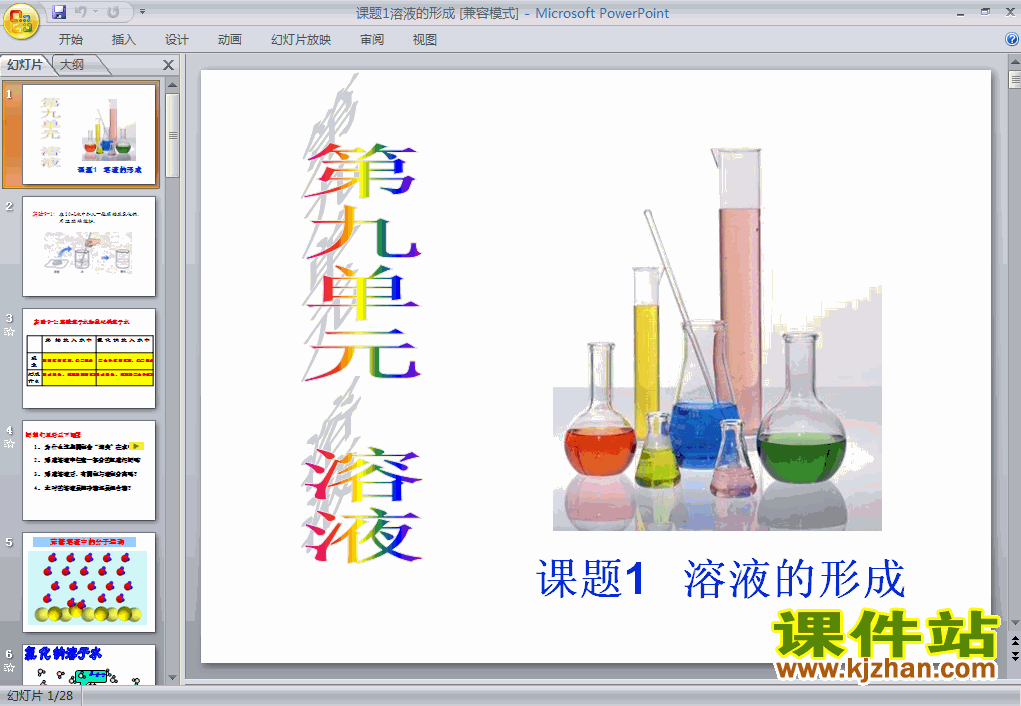 人教版化学课题1:溶液的形成ppt课件（九年级下册）