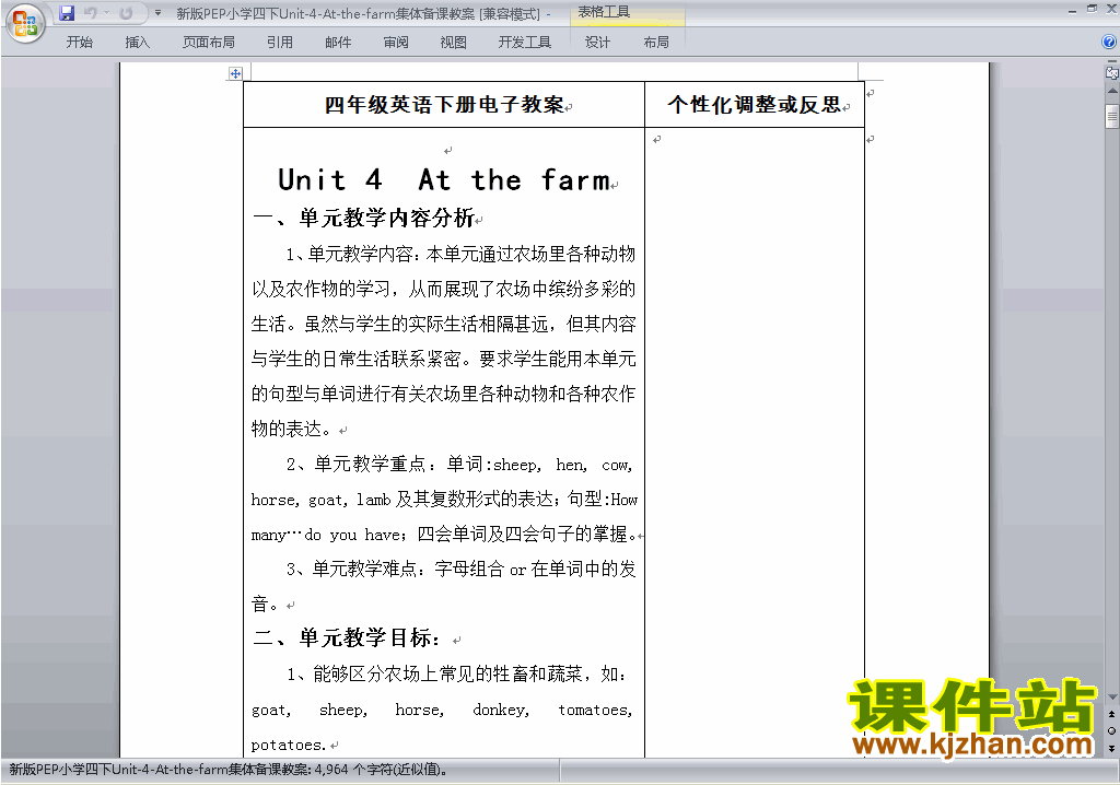 PEP四下英语Unit4 At the farm教案教学设计下载21