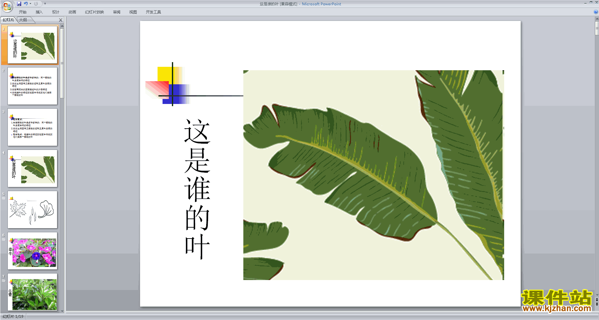 教科版一年级上册科学1.4这是谁的叶ppt课件下载