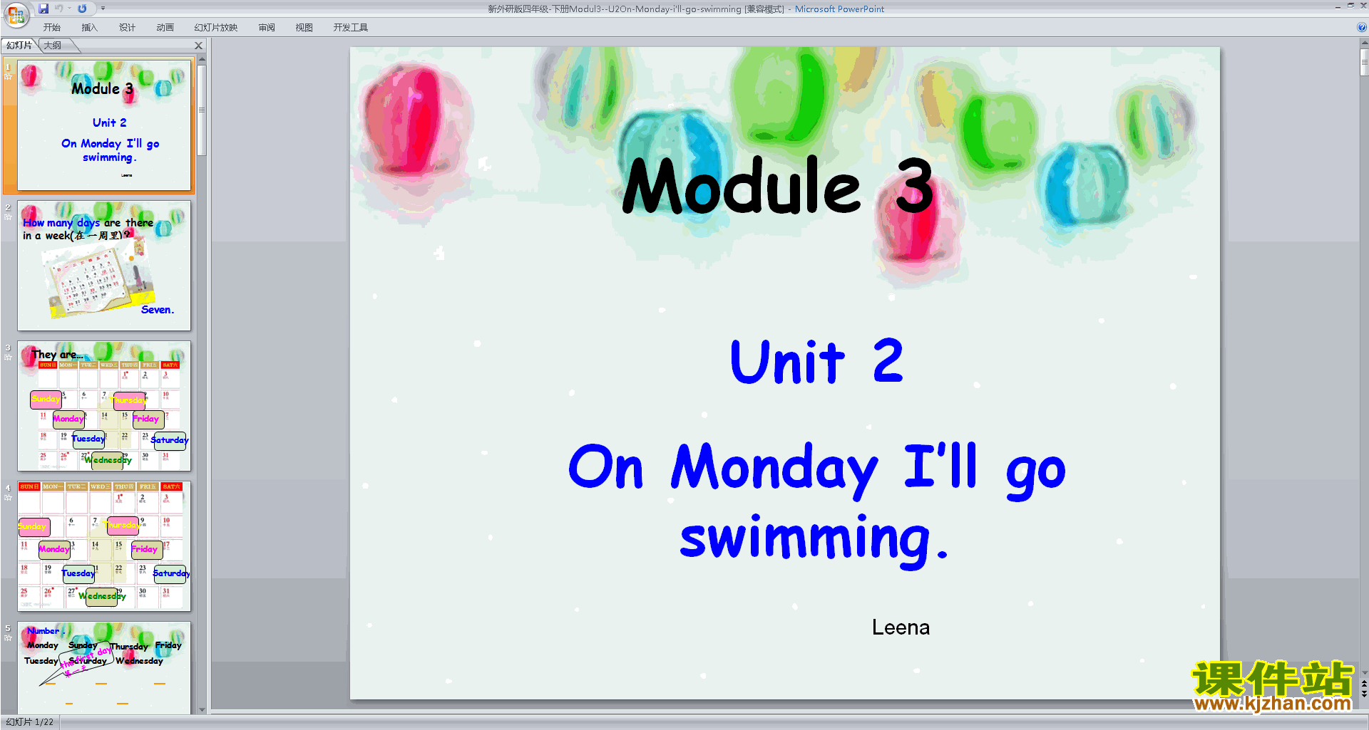 四年级下册精品Unit2 Monday I