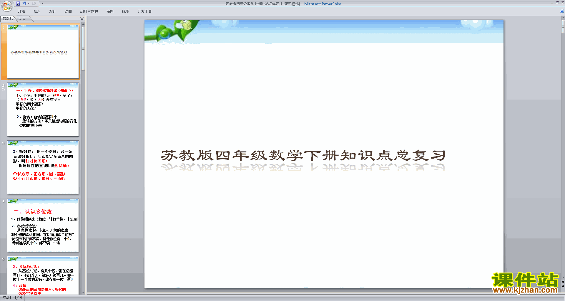 下载(四年级下册新苏教版数学)知识点总复习ppt课件