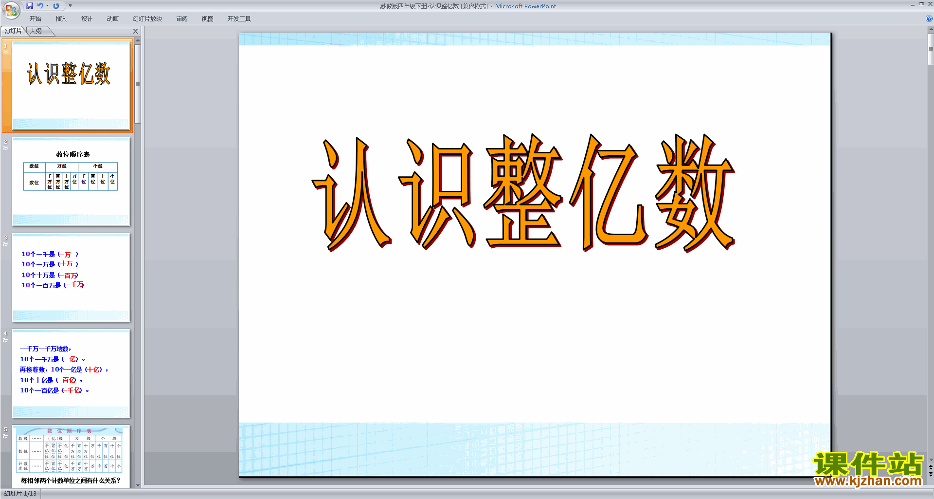 下载认识整亿数ppt课件(四年级下册新苏教版数学)