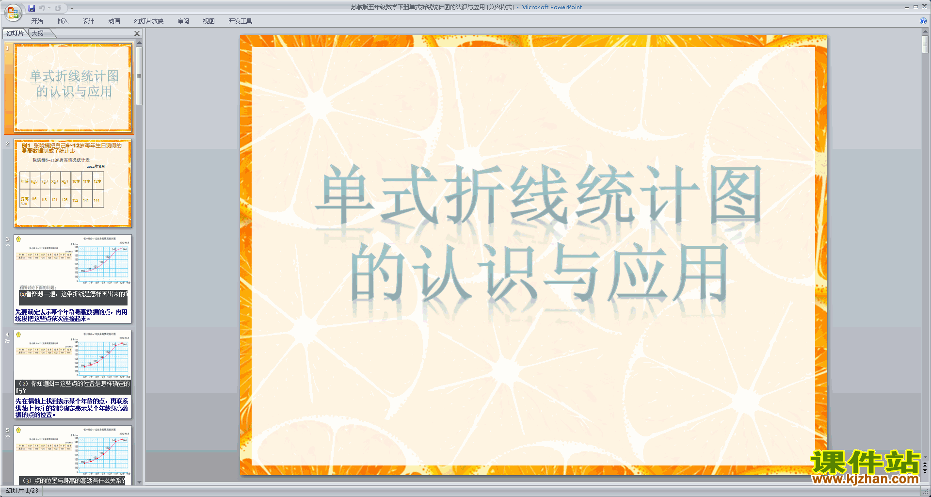 下载五年级下册新苏教版数学公开课折线统计图ppt课件