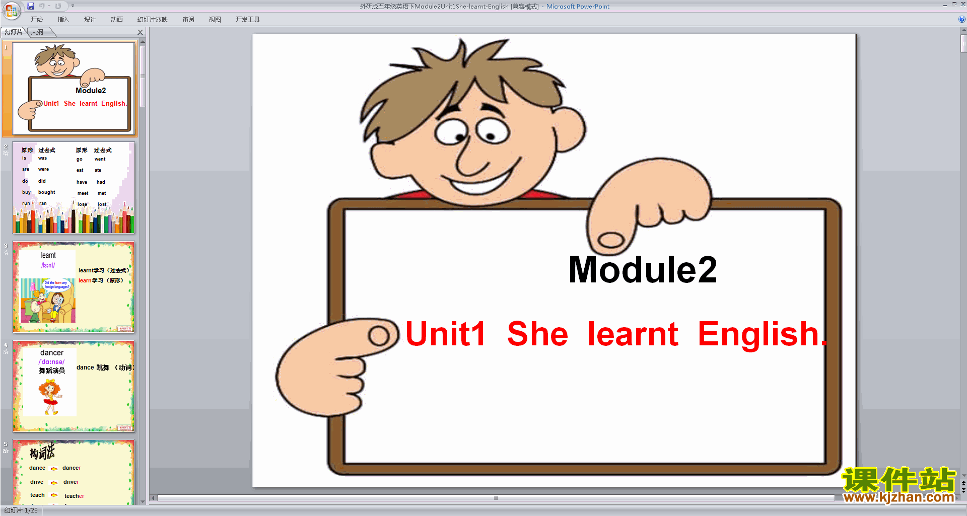 英语原创Module2 Unit1 She learnt Englishppt课件下载