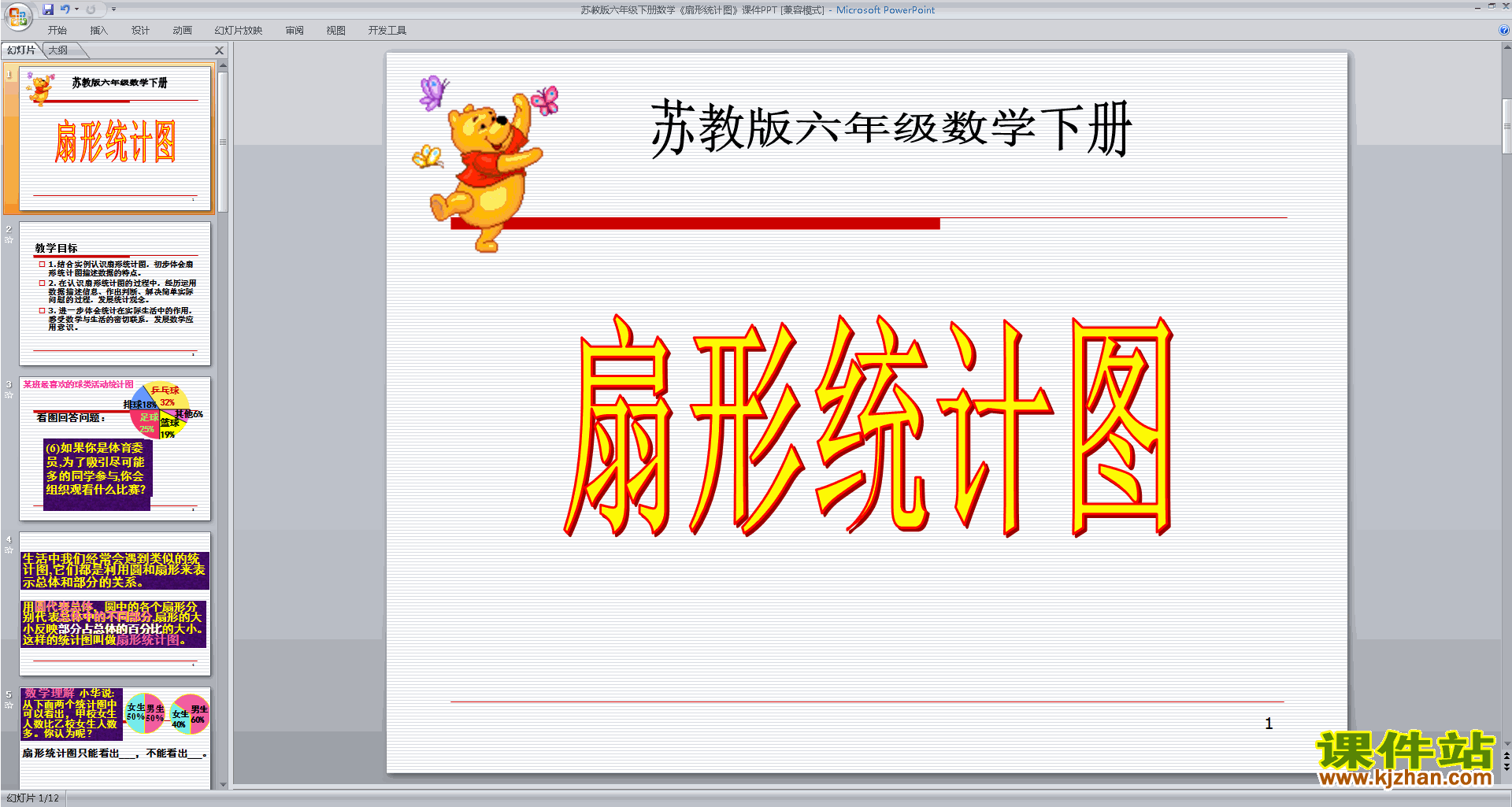 六年级下册新苏教版数学原创扇形统计图ppt课件下载