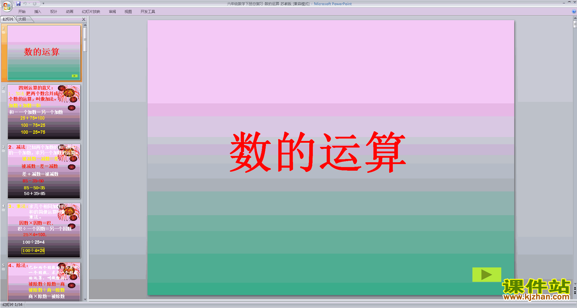 下载数的运算总复习ppt课件(六年级下册新苏教版数学)