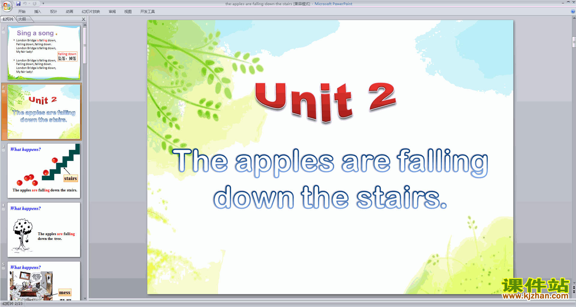 ʿThe apples are falling down the stairspptμ