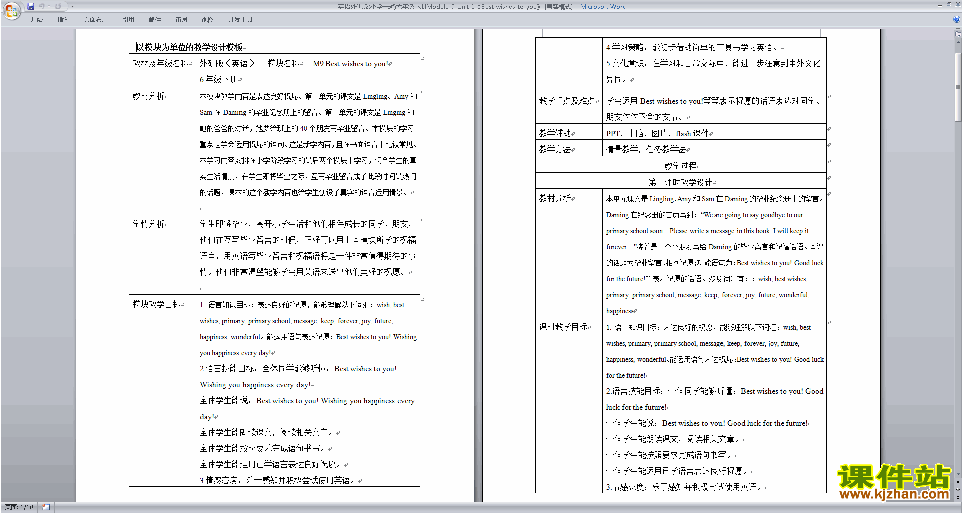 公开课Module9 Unit1 Best wishes to you教案教学设计