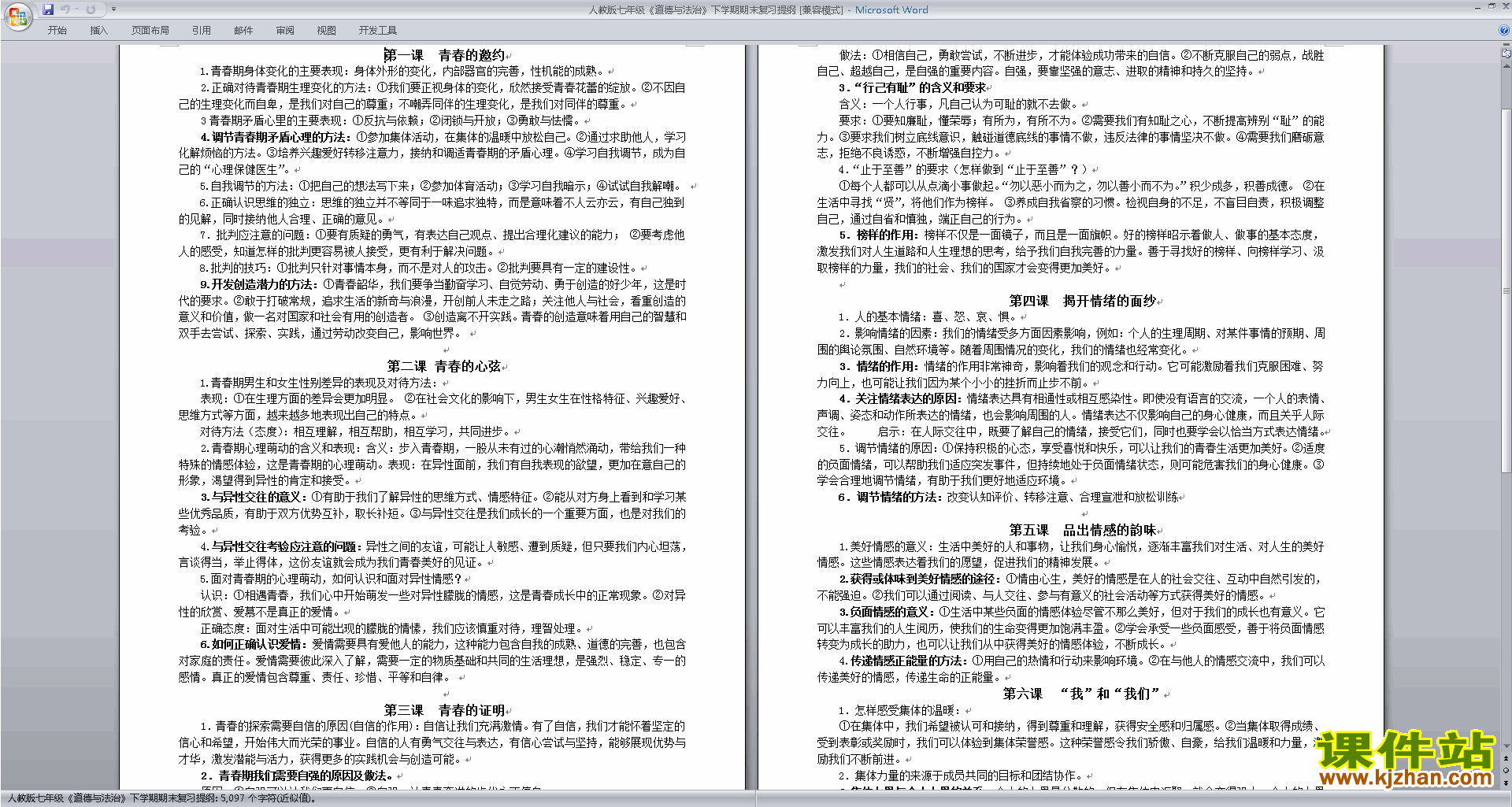 下载部编本人教版七年级道德与法治下学期期末复习提纲