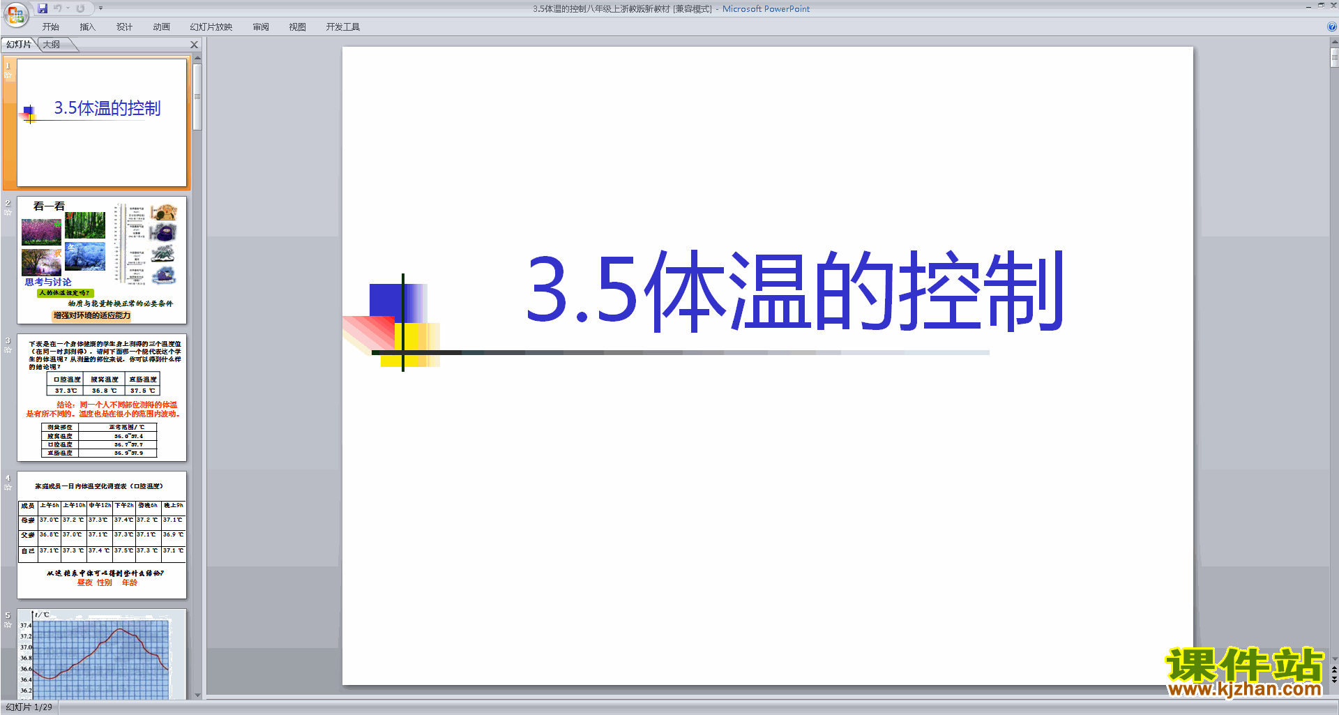 浙教版八年级上册科学优质课3.5体温的控制ppt课件下载