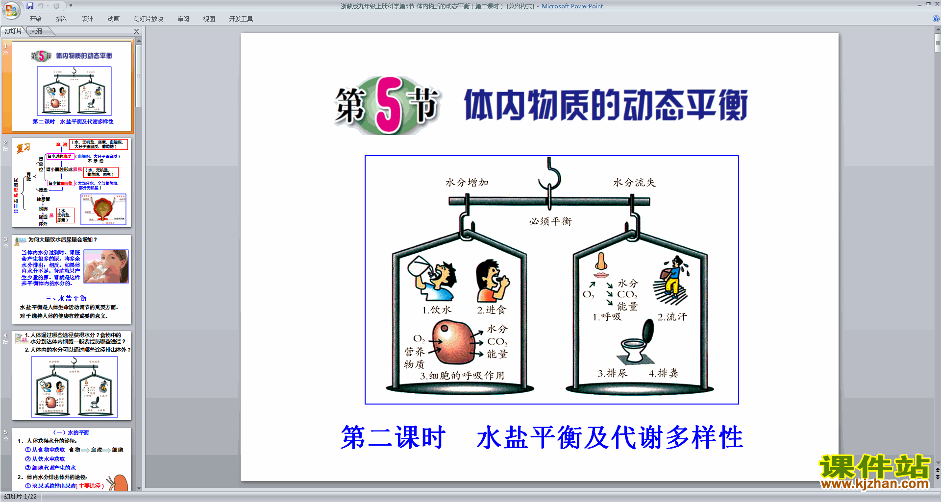 九年级上册新浙教版科学体内物质的动态平衡ppt课件