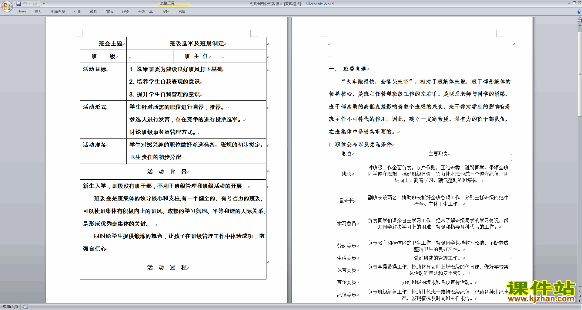 班干部管理工作班规制定及班委选举下载