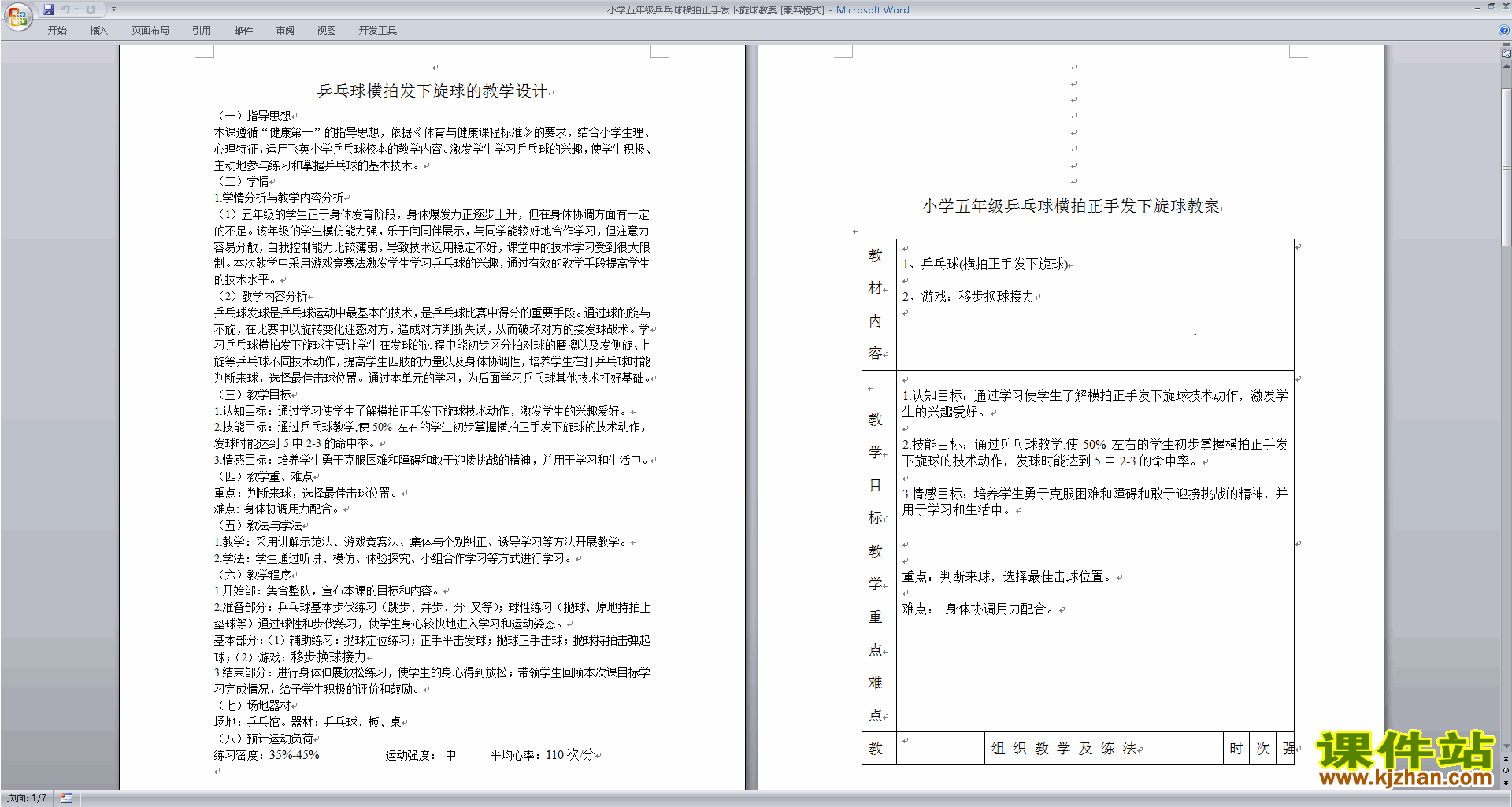 小学五年级乒乓球横拍正手发下旋球教案下载