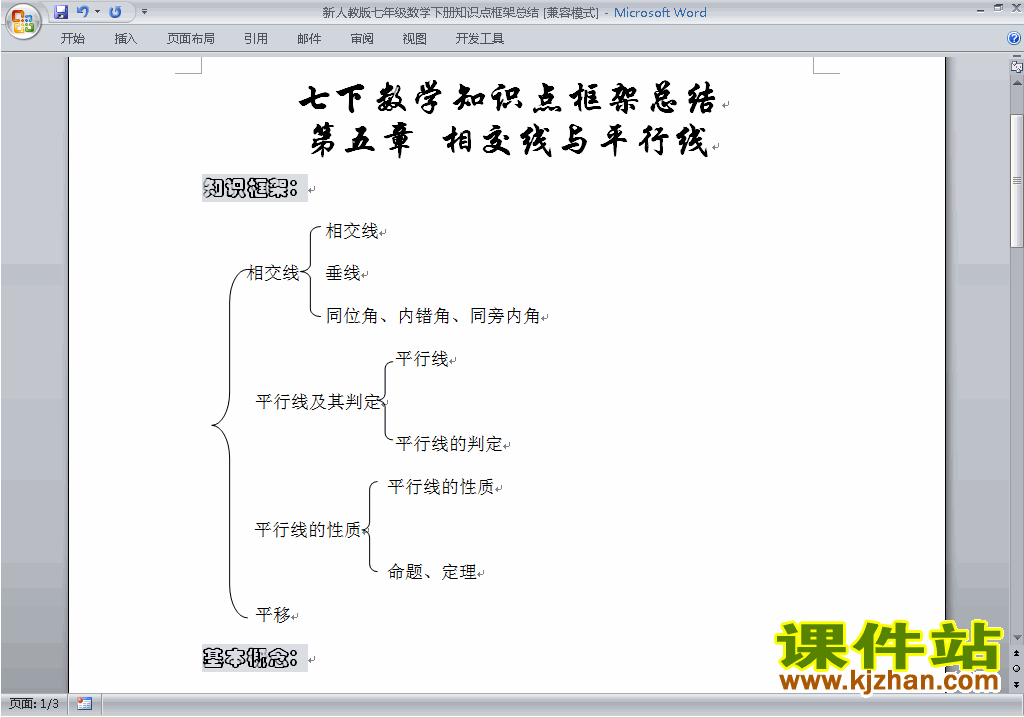 人教版七年级下册数学知识点框架总结下载30