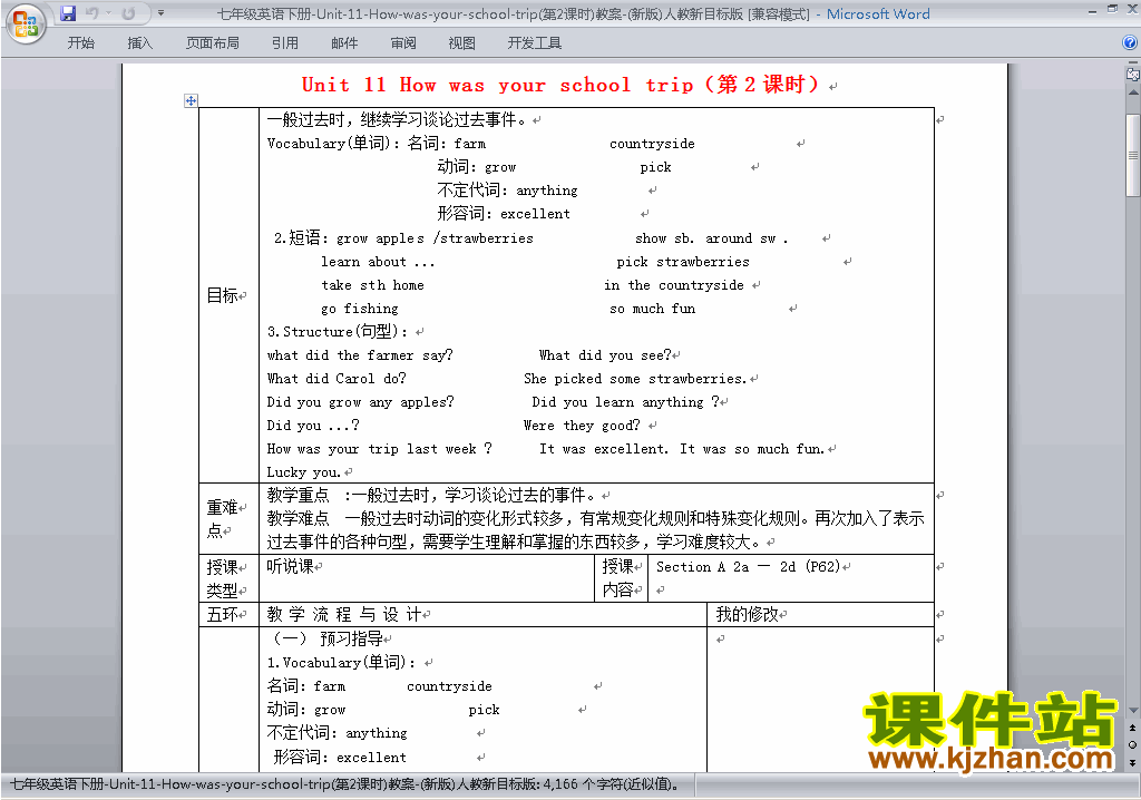 Unit11 How was your school trip教学设计教案下载23