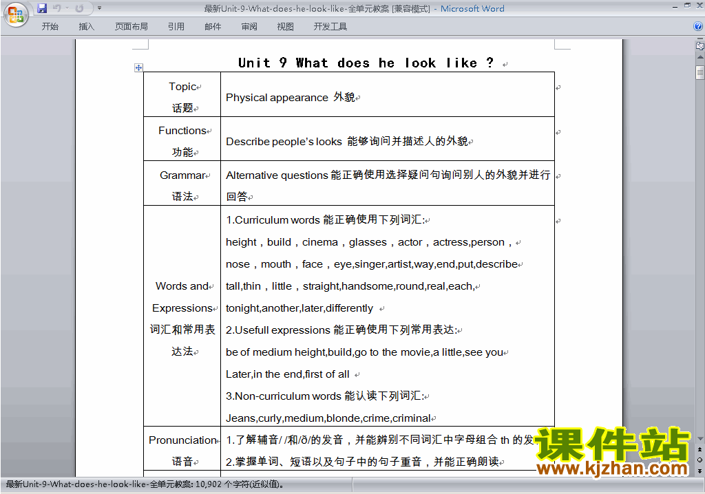 Unit9 What does he look like教学设计教案下载27