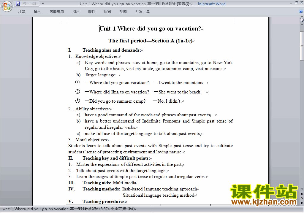 Unit1 Where did you go on vacation教学设计教案11
