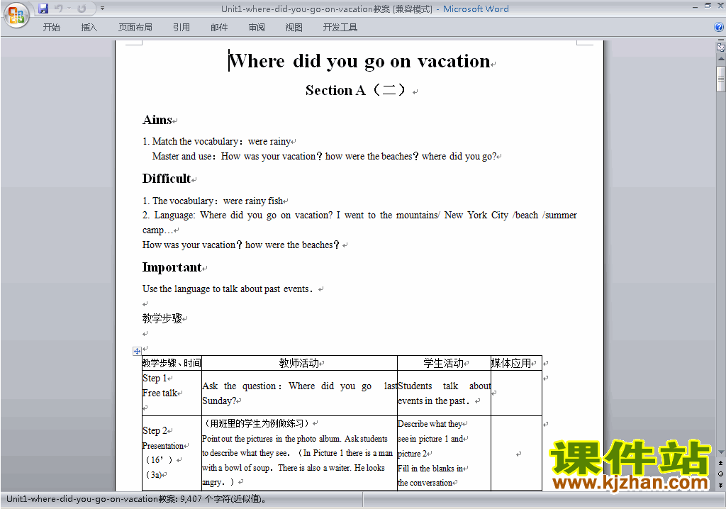 Unit1 Where did you go on vacation教学设计教案15