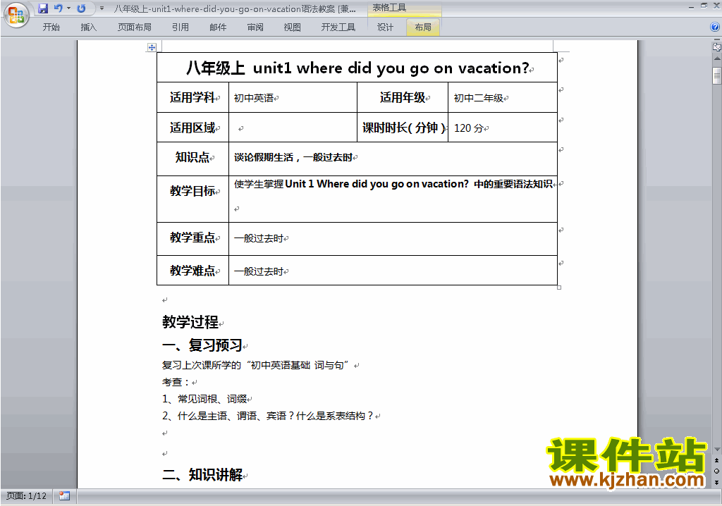 Unit1 Where did you go on vacation教学设计语法教案20