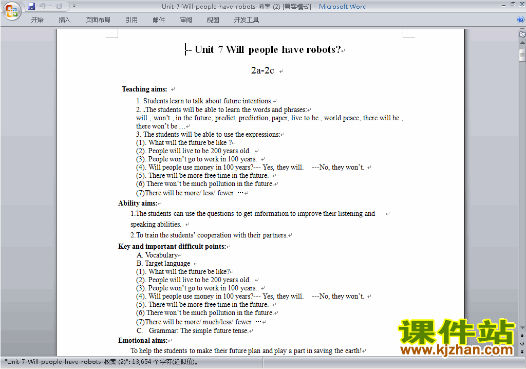 Unit7 Will people have robots教学设计教案下载14