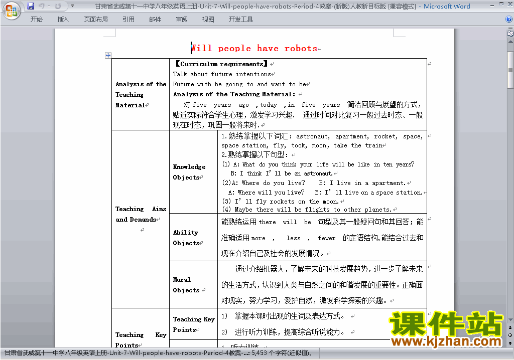 Unit7 Will people have robots教学设计教案下载29