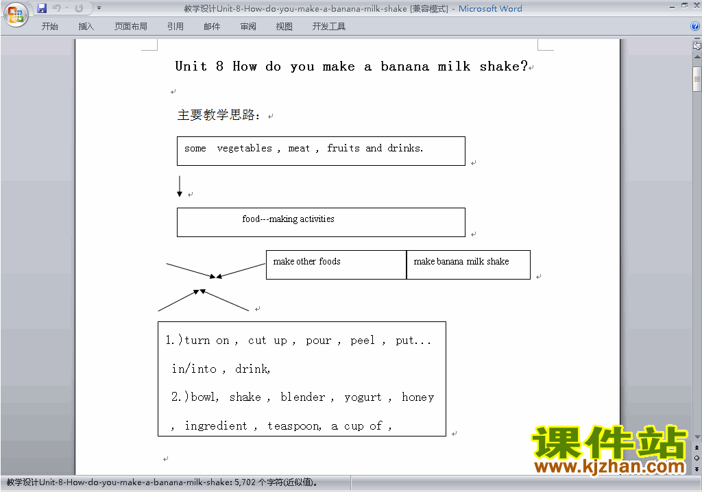 Unit8 How do you make a banana milk shake教学设计教案29